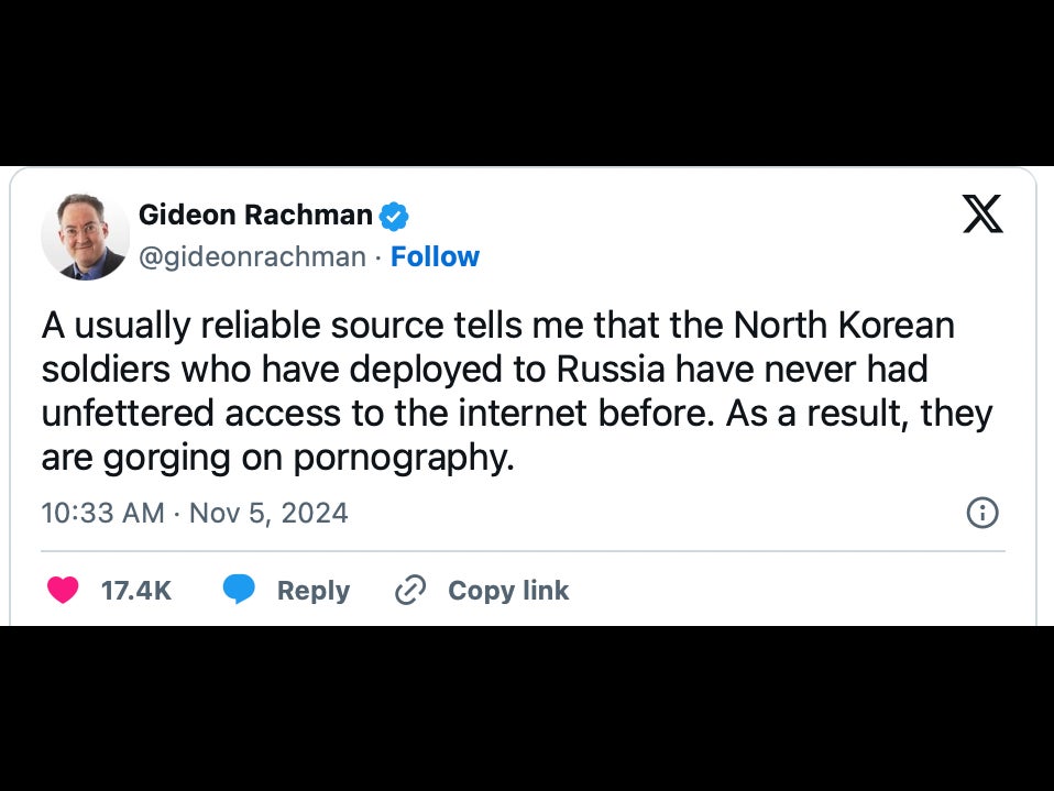 North Korean Troops Get Sent To Bolster Russia's War On Ukraine, Immediately Begin "Gorging On Pornography"